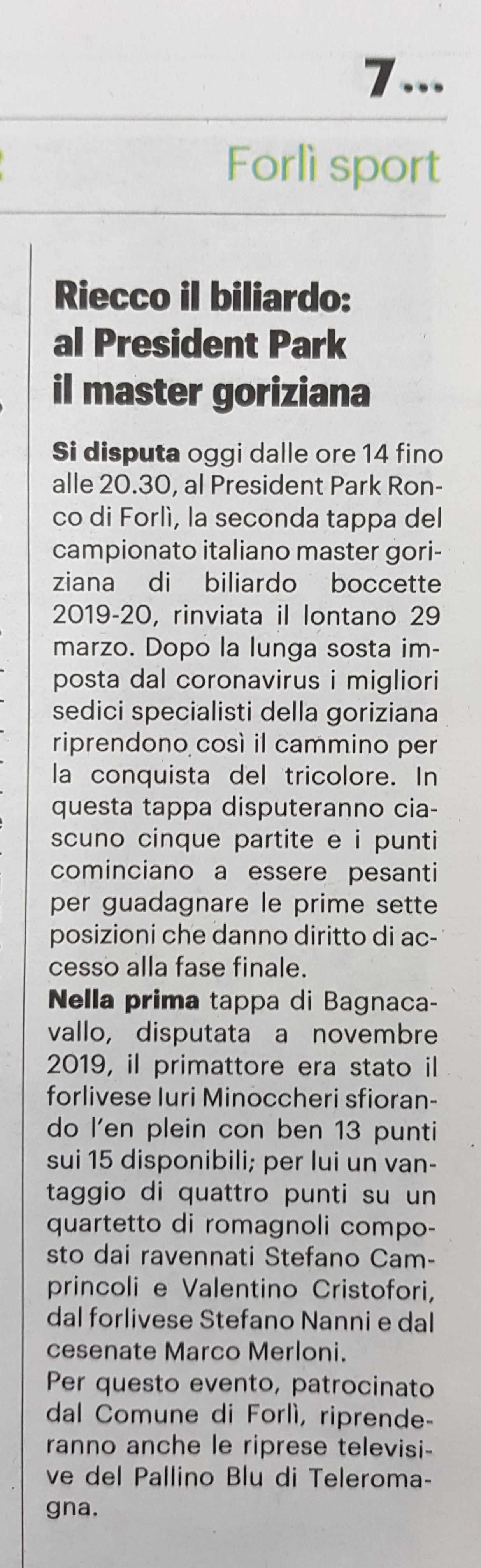 Carlino Romagna Sport 12 settembre 2020