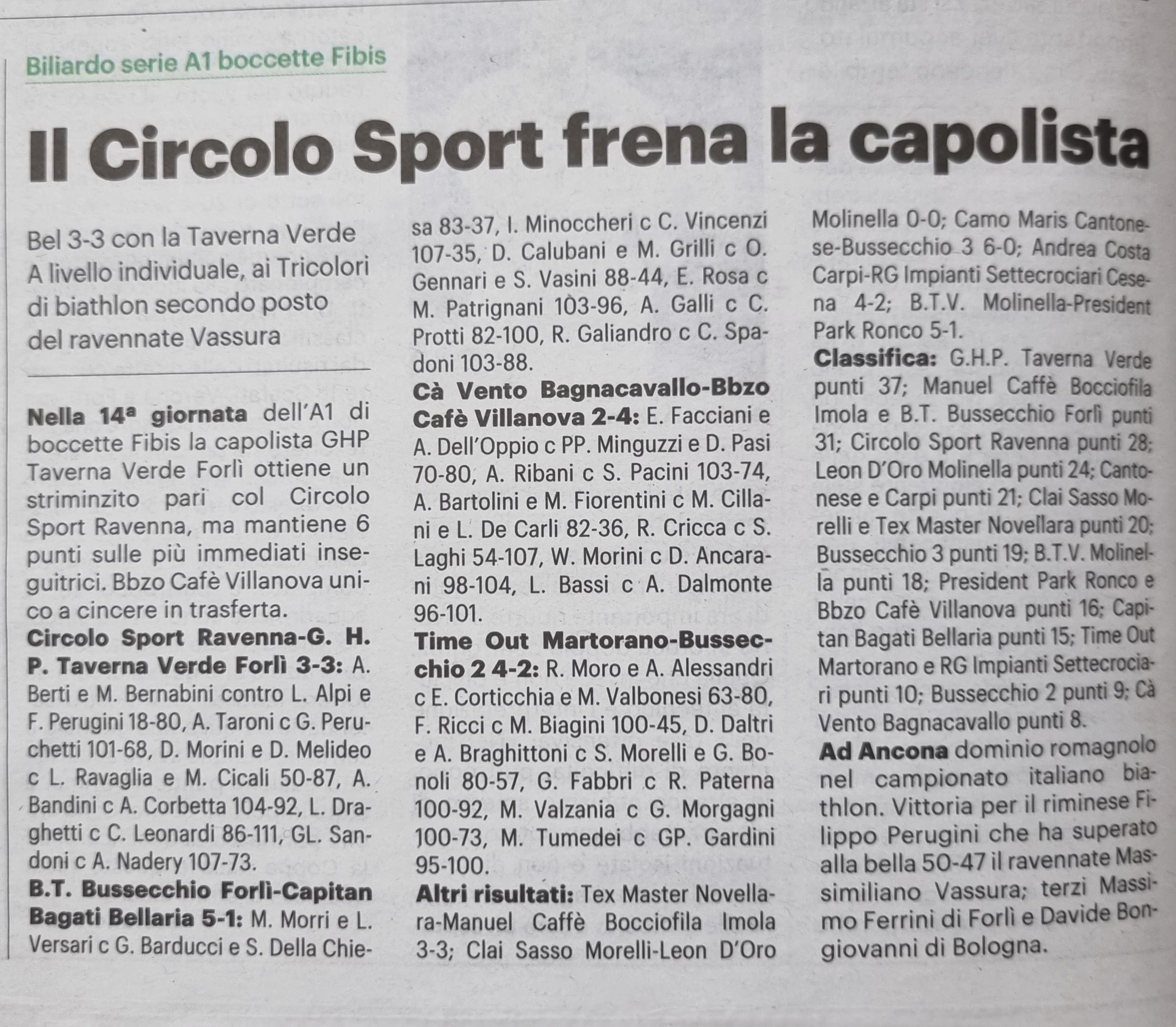 Carlino Romagna sport  13 12 2021