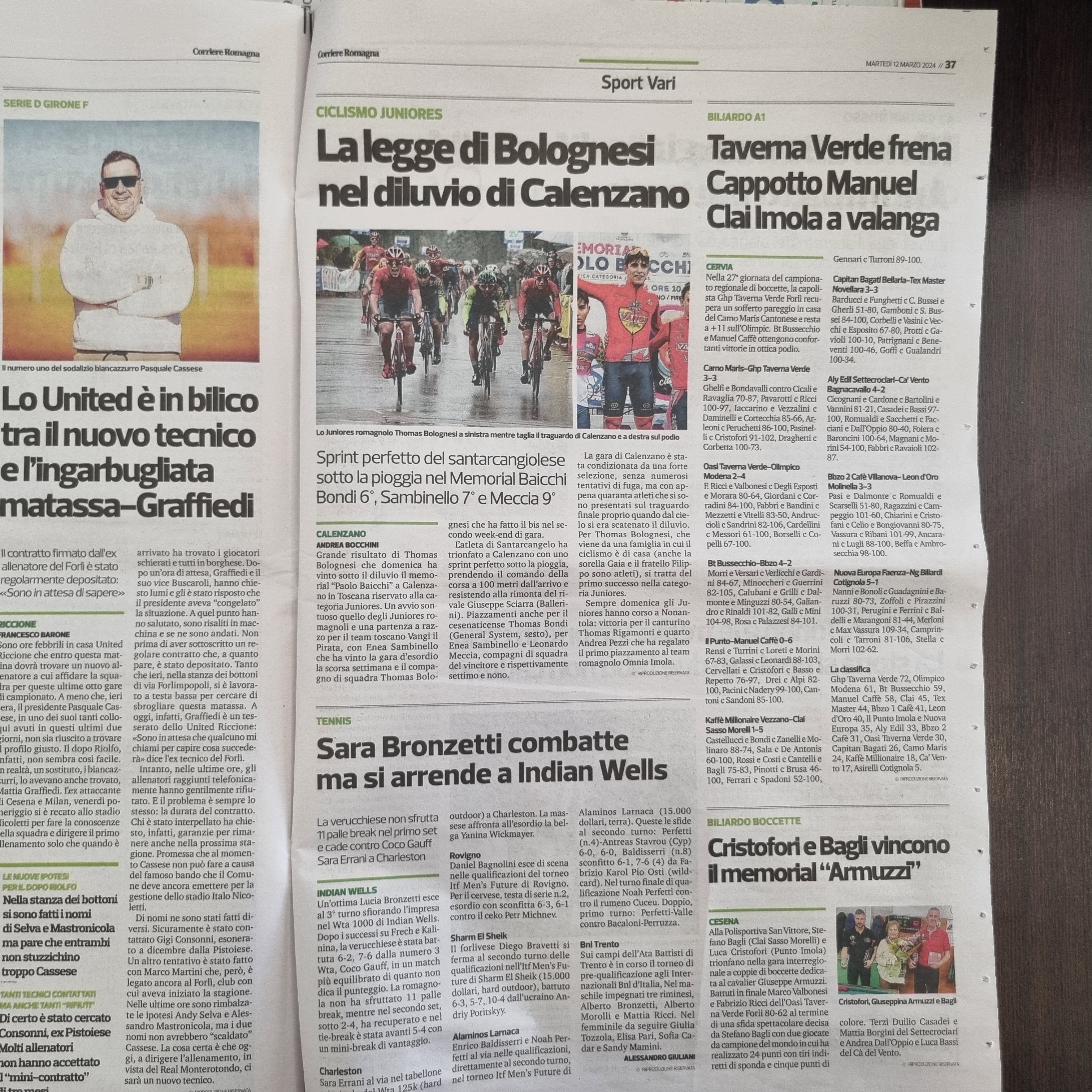 Corriere Romagna Sport oggi 