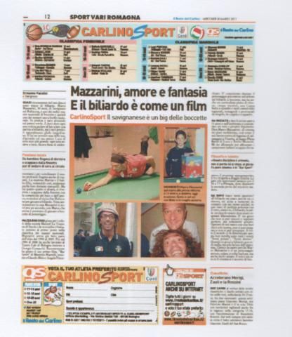 Premio Carlino Sport  pagina dedicata a Mazzarini
