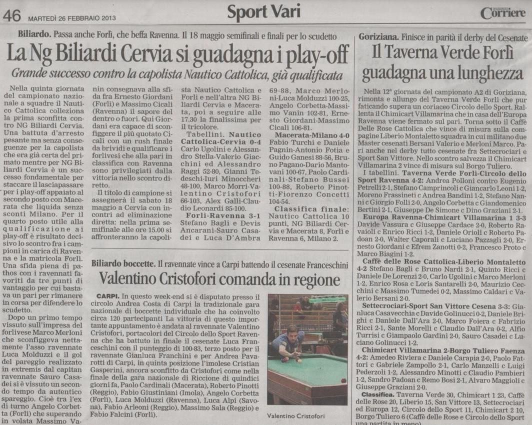 Corriere 26  febbraio