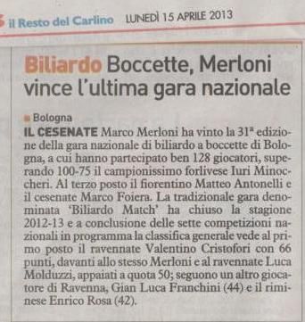 Carlino sport 15 aprile