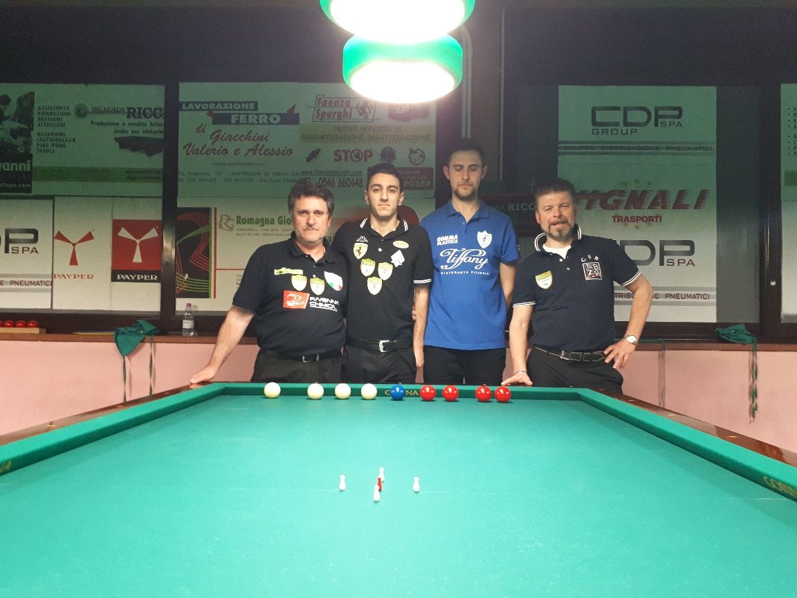 le due coppie finaliste: Castellucci Mauro-Russo Roberto-Babini Francesco-Bellettini Amato