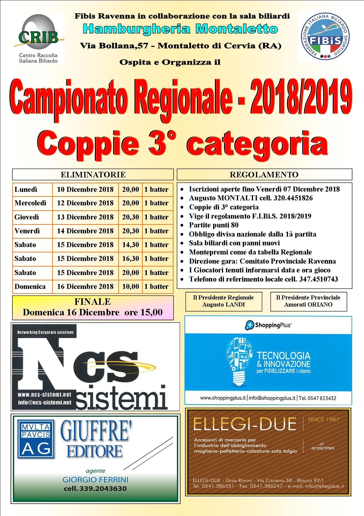 Campionato REGIONALE 3° cat. Coppie