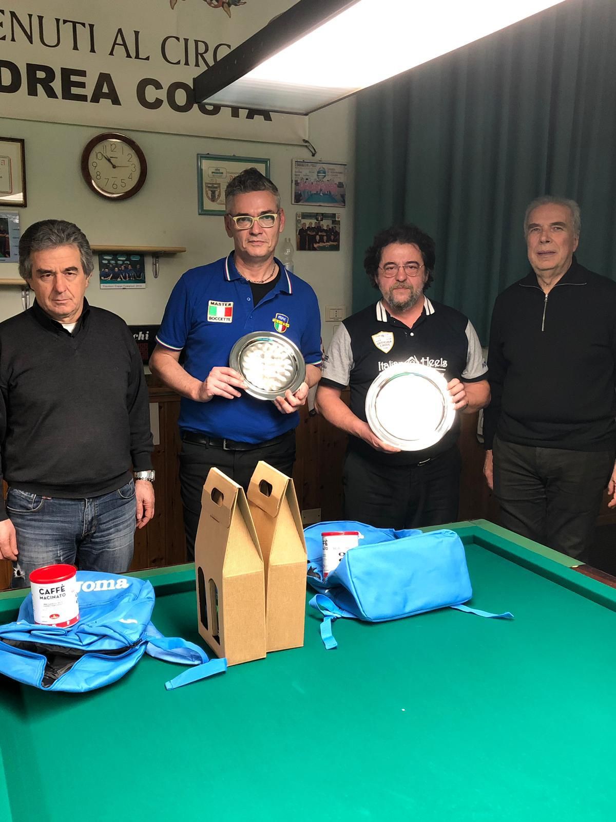 Lauro Caffari,( Pres, Fibis Reggio), Luca Molduzzi, Marco Merloni, Milo Pacchioni (Pres. Circ. A. Costa Carpi)