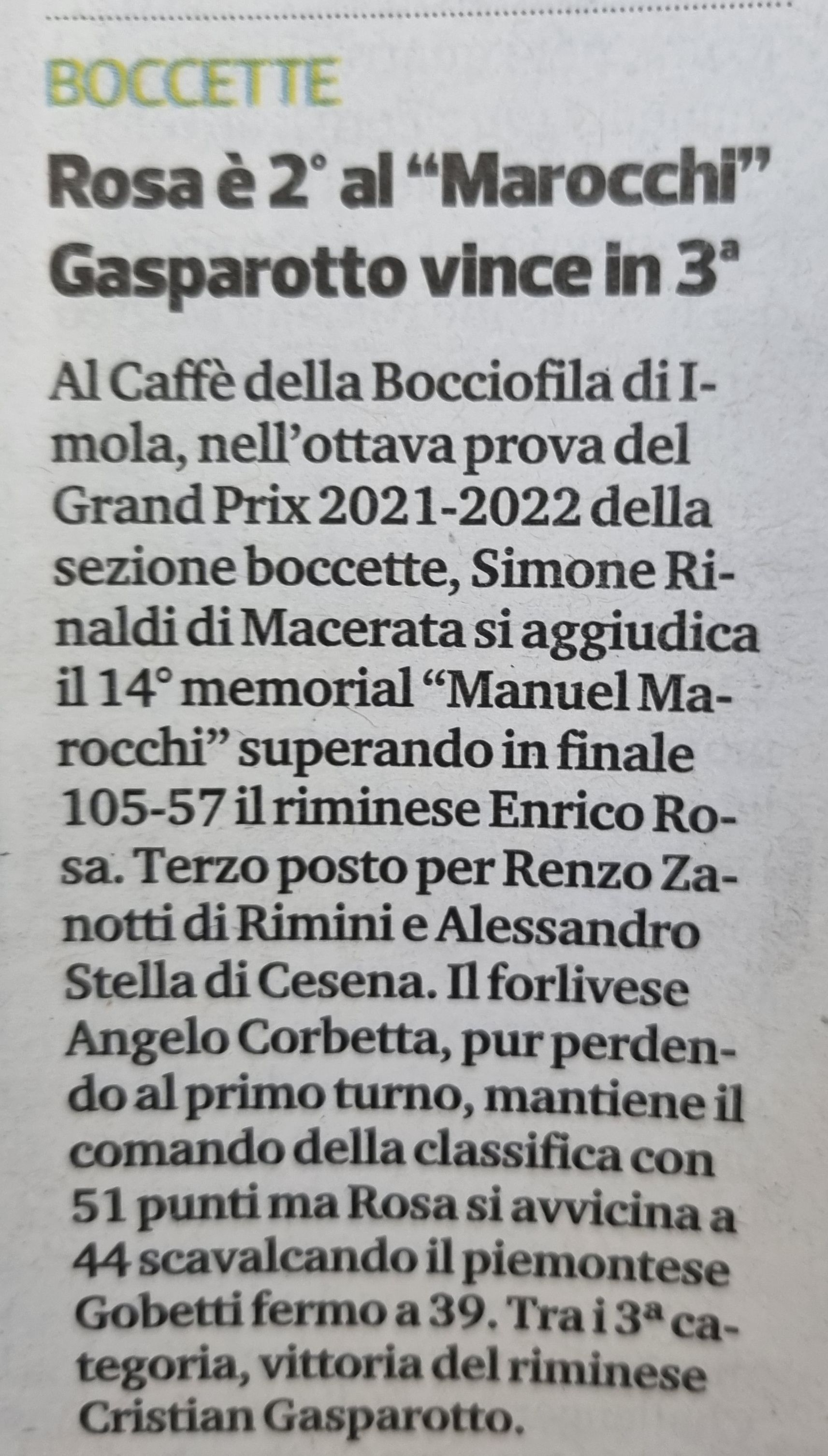 Corriere Romagna Sport del 14 01 2022