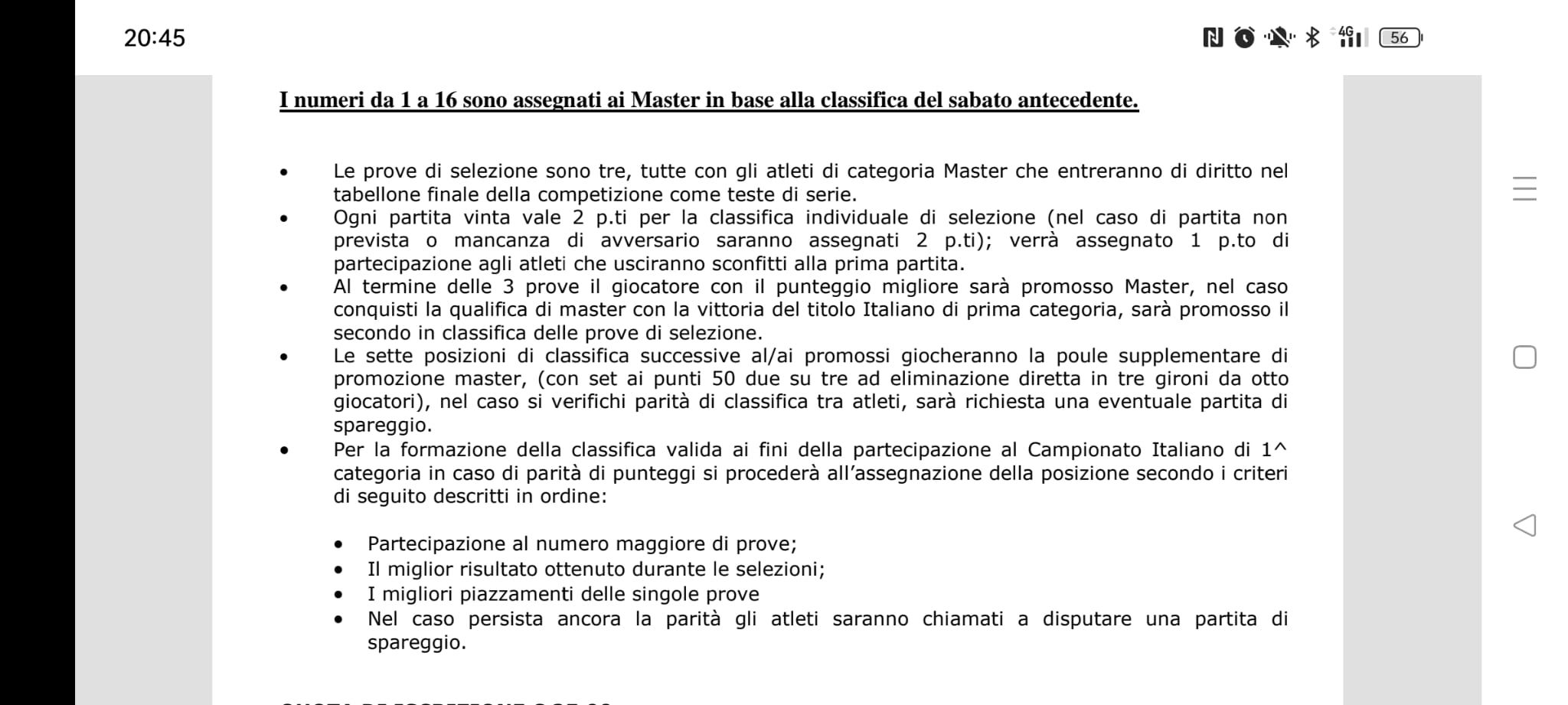 Regolamento acquisizione punti gare di selezione