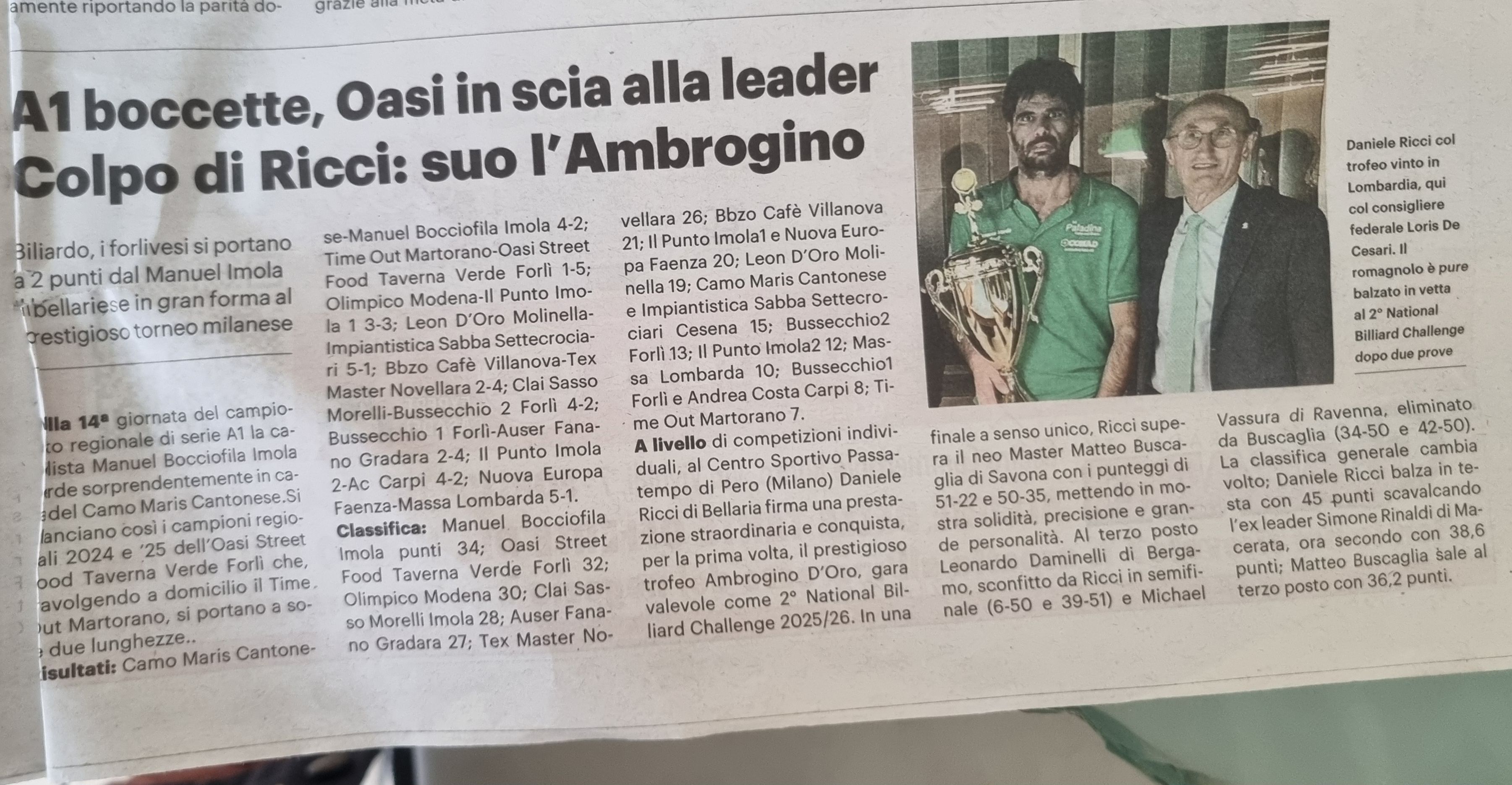 Carlino Romagna Sport Lunedi 15 dicembre 2025
