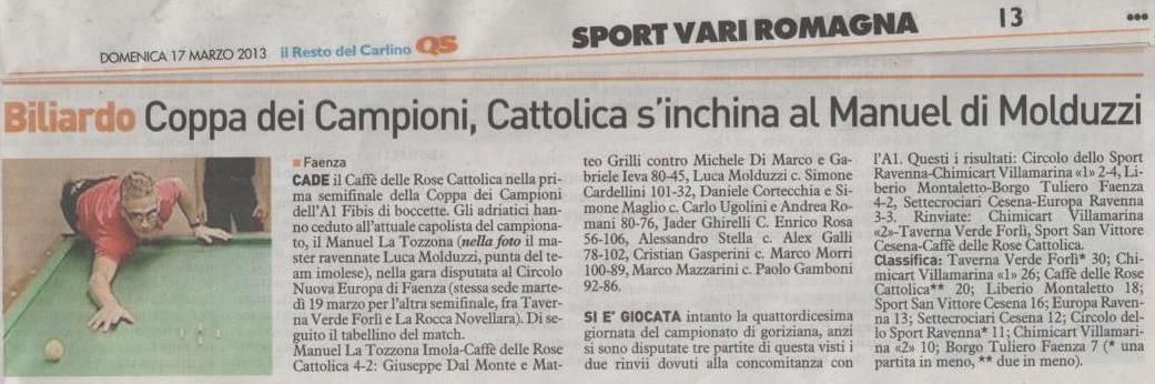 Carlino  Sport 17 marzo 2013
