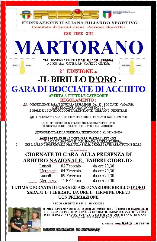 Birillo D'Oroo a Martorano
