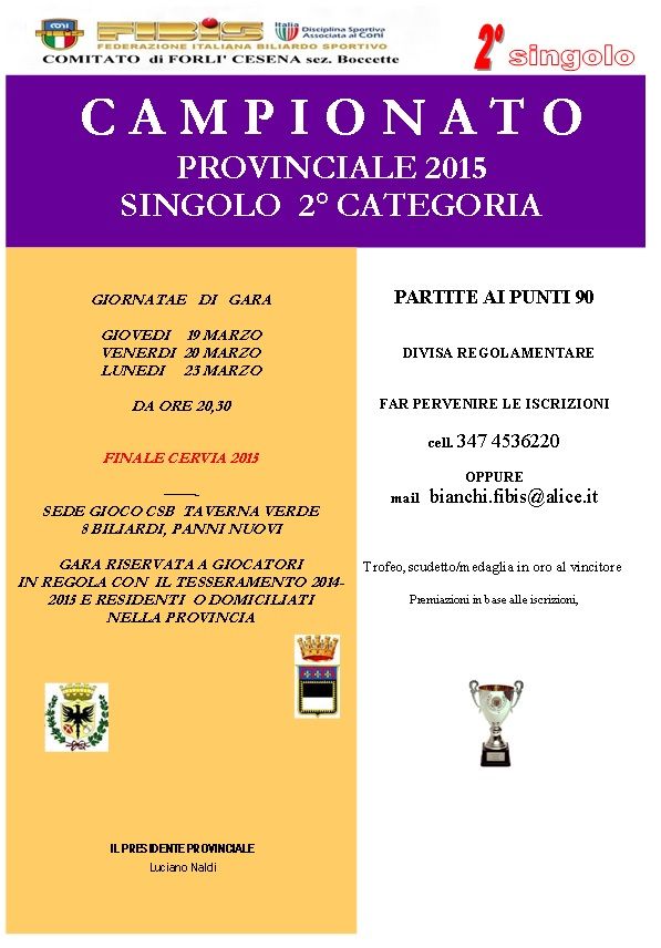 PROVINCIALE SINGOLO 2^ CATEGORIA