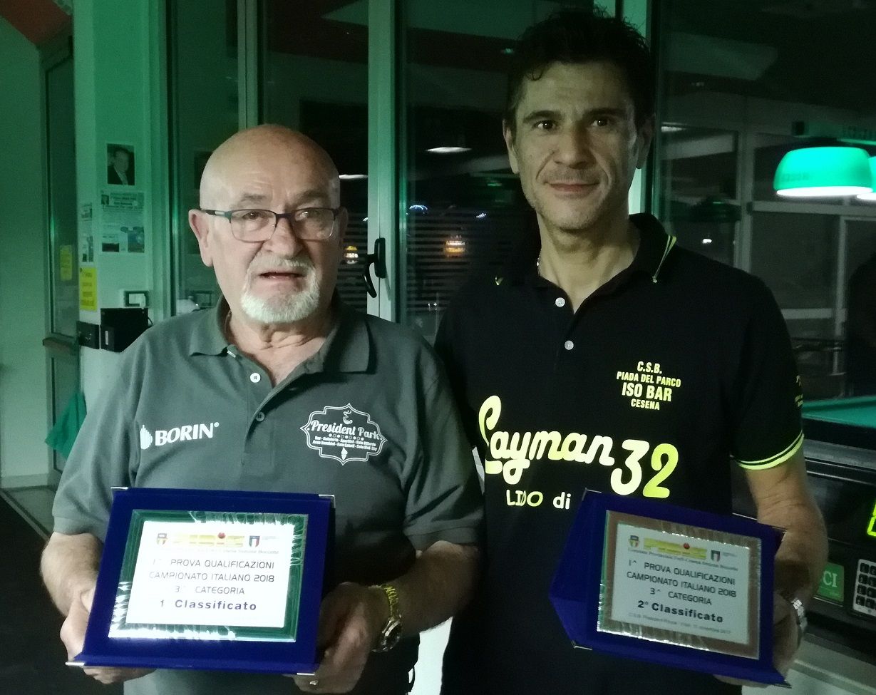 1° classificato Boschi Dino, 2° classificato Lucchini Fabrizio