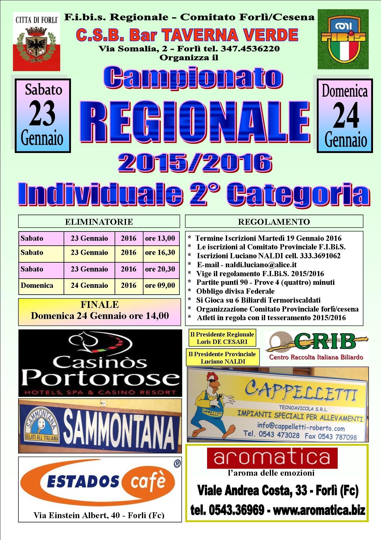 Campionato regionale 2015/2016 individuale 2^ cat.