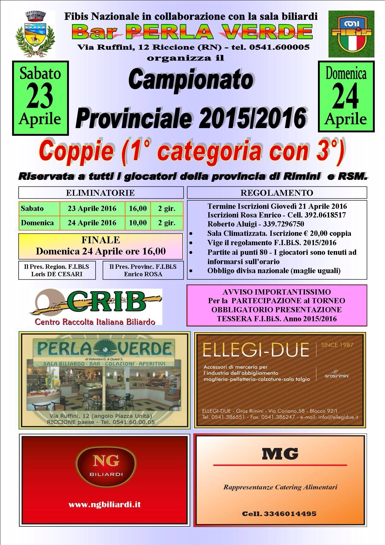 Campionato Provinciale Coppie Rimini 2016