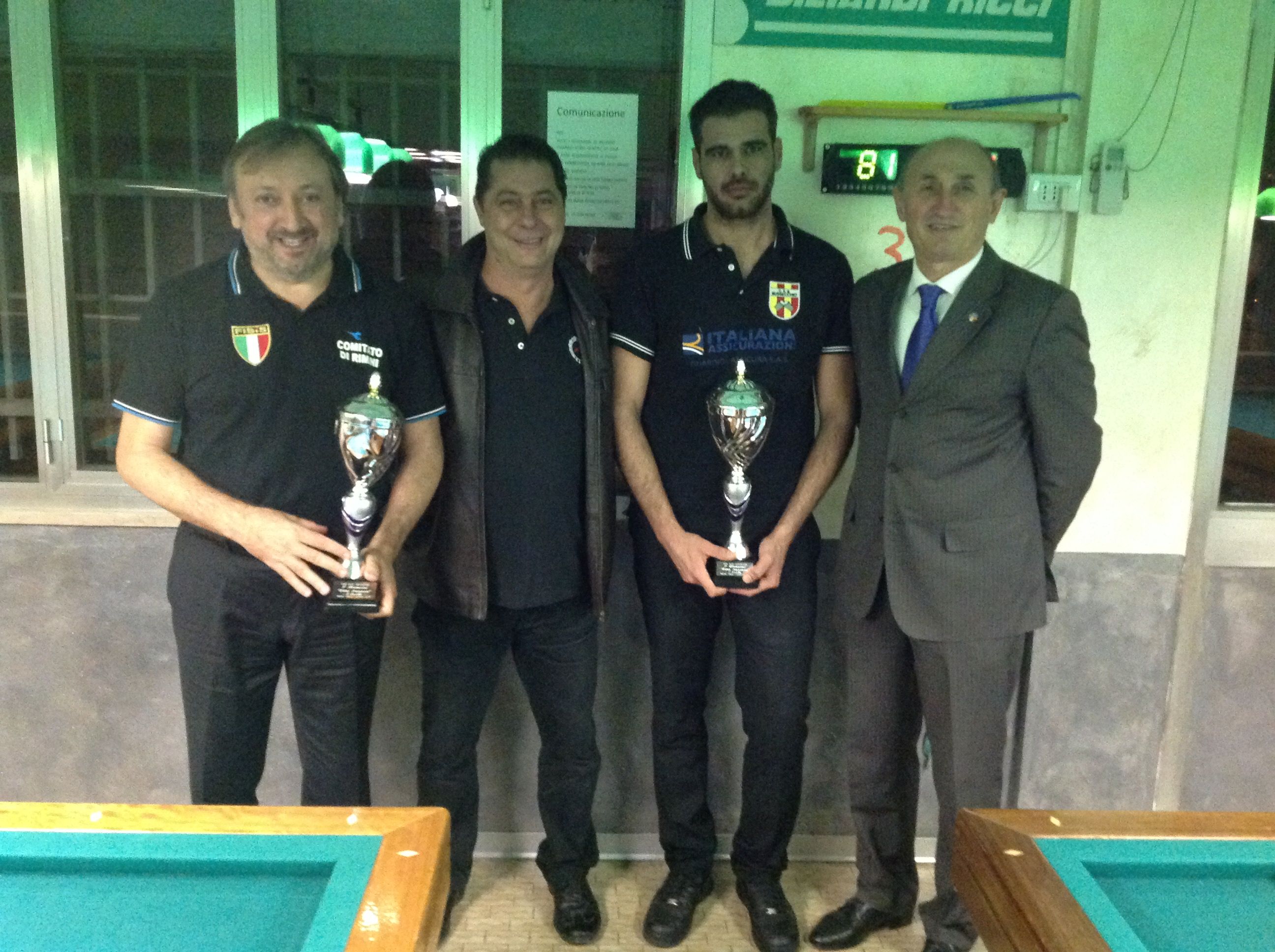 I finalisti Ricci D. e Rosa E. Con il Direttore di gara Padovan Roberto e il Consigliere Federale Loris De Cesari