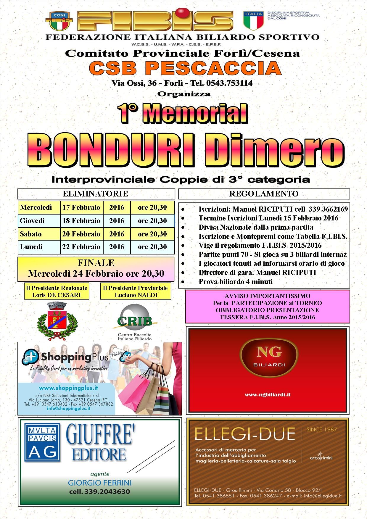 1* Memorial Bonduri Dimero